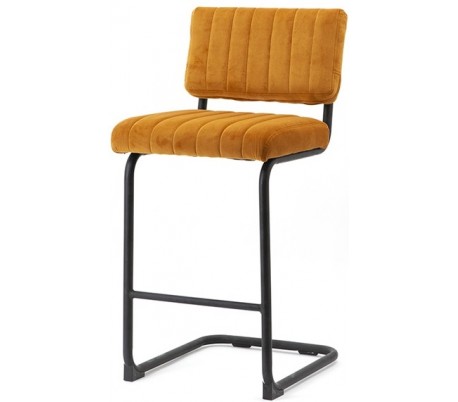 Barstol i velour og metal H104 x B45 cm - Okker