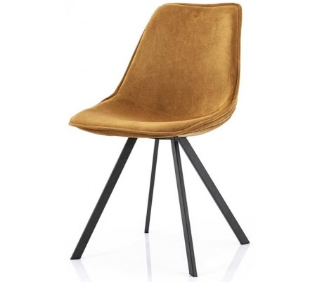 Spisebordsstol i polyester og metal H78 cm - Vintage cognac